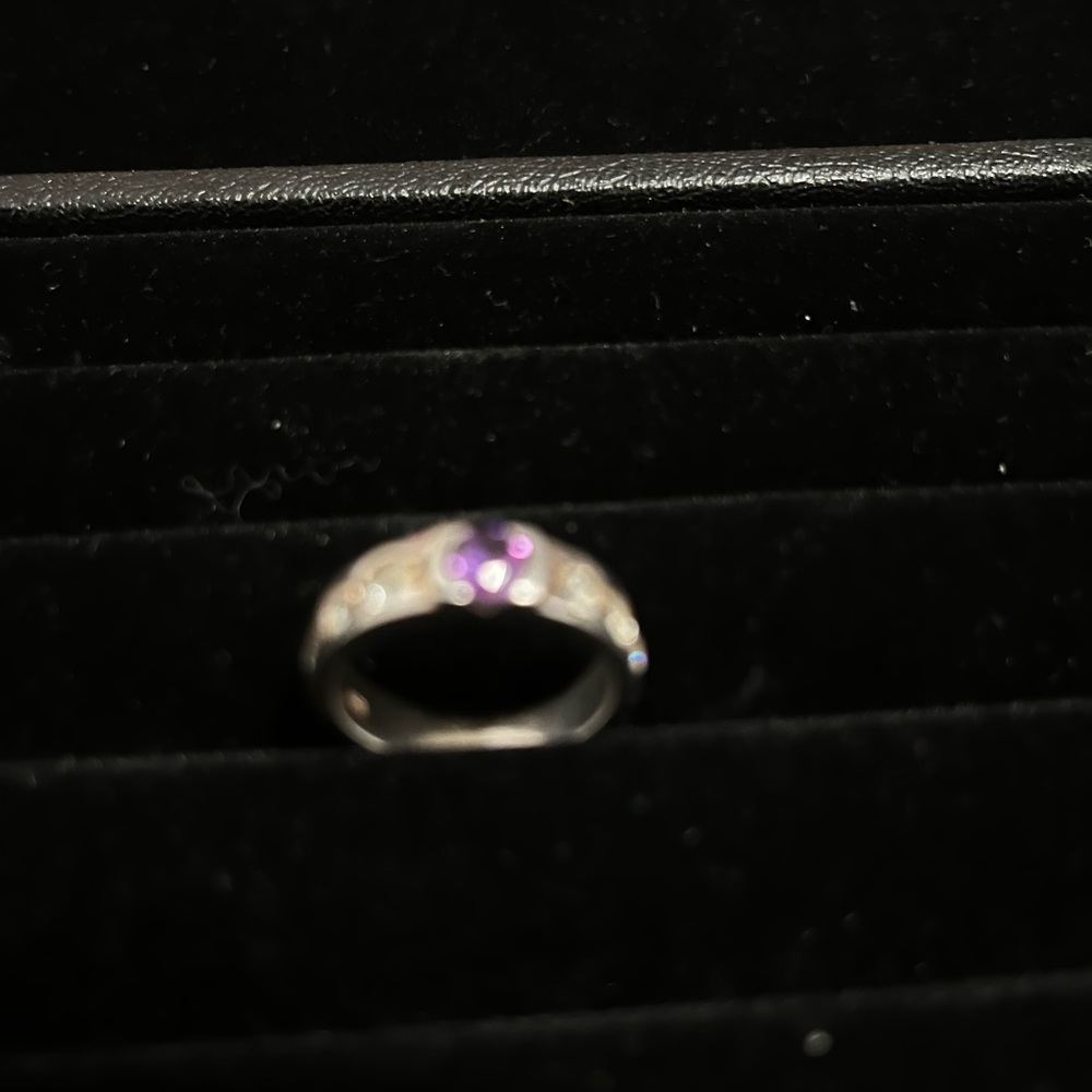 Sterling Silver .925 and Purple Ring Size 7.5 for women